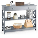 Console Table 3-Tier with Drawer and Storage Shelves by LJGDeals