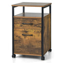 2 Drawer Mobile File Cabinet Printer Stand with Open Shelf for Letter Size-Rustic Brown by LJGDeals