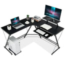 L Shaped Computer Desk Home Office Workstation with Movable Monitor Stand-Black by DirectDeals