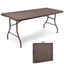 6 Feet Folding Portable Rattan Table with Carrying Handle by LJGDeals