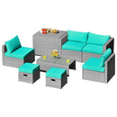 8 Pieces Patio Rattan Furniture Set with Storage Waterproof Cover and Cushion by LJGDeals