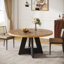 Round Dining Table for 4, 47" Wooden Kitchen Table Farmhouse Dinner Table