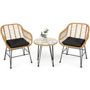 3 Pieces Rattan Furniture Set with Cushioned Chair Table by LJGDeals