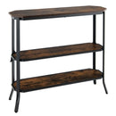 3-Tier Steel Frame Entryway Sofa Console Table for Hallway and Living Room-Rustic Brown by LJGDeals