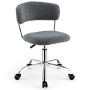 Computer Desk Chair Adjustable Sherpa Office Chair Swivel Vanity Chair-White by DirectDeals