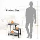 3-Tier Side Table with Storage and Universal Casters for Living Room and Bedroom-Black by LJGDeals