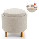 Round Fabric Storage Ottoman with Tray and Non-Slip Pads for Bedroom by LJGDeals