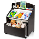 Kids Wooden Toy Storage Unit Organizer with Rolling Toy Box and Plastic Bins by LJGDeals