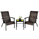 3 Pieces Patio Rattan Bistro Set with High Backrest and Armrest by LJGDeals