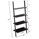 Multipurpose 4-Tier Industrial Leaning Wall Bookcase with Metal Frame