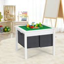 2-in-1 Kids Double-sided Activity Building Block Table with Drawers-White by LJGDeals