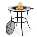 23.5 Inches Round Fire Pit Table with Mesh Cover and Fire Poker by LJGDeals