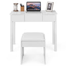 Vanity Makeup Dressing Table Set with Flip Top Mirror and Cushioned Stool by LJGDeals