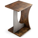 2-Tier Compact C-shape Sofa Side Table-Rustic Brown by DirectDeals