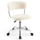 Computer Desk Chair Adjustable Sherpa Office Chair Swivel Vanity Chair by LJGDeals