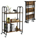 Foldable Rolling Cart with Storage Shelves for Kitchen-3-Tier by LJGDeals