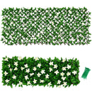 4 Pieces Expandable Faux Ivy Privacy Screen Fence Panel Pack with Flower by DirectDeals