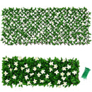 4 Pieces Expandable Faux Ivy Privacy Screen Fence Panel Pack with Flower by LJGDeals