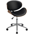 Adjustable Leather Office Chair Swivel Bentwood Desk Chair with Curved Seat-Black by LJGDeals