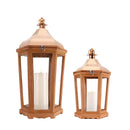 17''&24'' H Wood Metal Hexagon Candle Holder Decorative Hanging Lanterns(Set of 2) by JHY DESIGN
