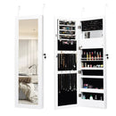 Lockable Wall Door Mounted Mirror Jewelry Cabinet w/LED Lights by LJGDeals