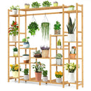 9-Tier Bamboo Plant Stand with Hanging Rack by LJGDeals