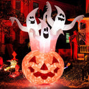 6 Feet Inflatable Halloween Ghosts with Pumpkin Decor and Rotating Lamp by LJGDeals