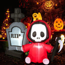 5 Feet Inflatable Halloween Ghost Holding Sickle and Tombstone Yard Decor by LJGDeals