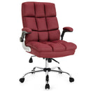 Adjustable Swivel Office Chair with High Back and Flip-up Arm for Home and Office-Beige by DirectDeals