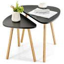 Set of 2 Modern Nesting Coffee Tables Triangular Tabletop Bamboo Legs by LJGDeals