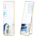 Full Length Wall Mounted Body Mirror with Free Standing Stand-Golden by LJGDeals