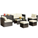 8 Pieces Patio Space-Saving Rattan Furniture Set with Storage Box and Waterproof Cover-Gray by LJGDeals