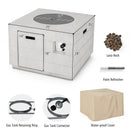 34 Inch Square Concrete Propane Fire Pit Table with Lava Rocks and Cover 50 000 BTU-Gray by LJGDeals