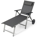 Adjustable Patio Folding Chaise Lounge Chair with Wheels by DirectDeals