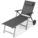 Adjustable Patio Folding Chaise Lounge Chair with Wheels by LJGDeals