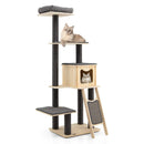 5-Tier Modern Wood Cat Tower with Washable Cushions-Gray by LJGDeals
