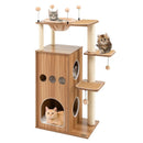 52 Inch Modern Multi-level Cat Play Center with Deluxe Hammock-Natural by LJGDeals