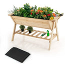 Raised Wood Garden Bed with Shelf and Liner by LJGDeals