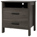 Modern Wood Grain Nightstand with Cable Hole and Open Compartment by DirectDeals