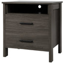 Modern Wood Grain Nightstand with Cable Hole and Open Compartment by LJGDeals