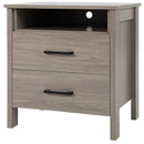 Modern Wood Grain Nightstand with Cable Hole and Open Compartment by DirectDeals
