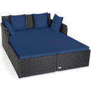 Spacious Outdoor Rattan Daybed with Upholstered Cushions and Pillows by LJGDeals