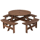 Patio 8 Seat Wood Picnic Dining Seat Bench Set by LJGDeals