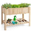 47 Inch Wooden Raised Garden Bed with Bottom Shelf and Bed Liner by LJGDeals