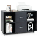 2 Drawer Wood Mobile File Cabinet with 4 Open Compartments-Black by LJGDeals