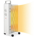 1500W Oil Filled Space Heater with Universal Wheels and 3-Level Heat-White by LJGDeals