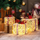 Set of 3 Christmas Lighted Gift Boxes Decorations with Red Bowknots by LJGDeals