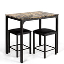 3 Piece Counter Height Dining Set Faux Marble Table by LJGDeals