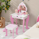 2-in-1 Toddler Vanity Set with Detachable Top & Cute Flower Patterns-White by LJGDeals