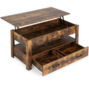 Lift Top Coffee Table with 2 Storage Drawers and Hidden Compartment-Rustic Brown by LJGDeals